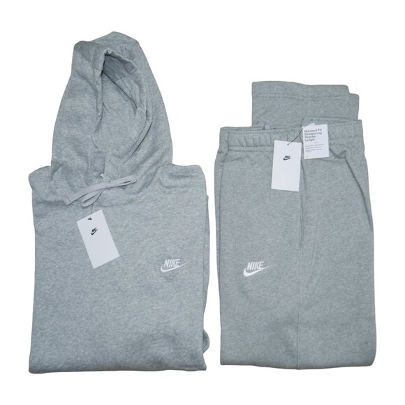 Nike Club Men's Size 2XL Sweatsuit Fleece Tracksuit Heather Grey Matching Set - Picture 2 of 9